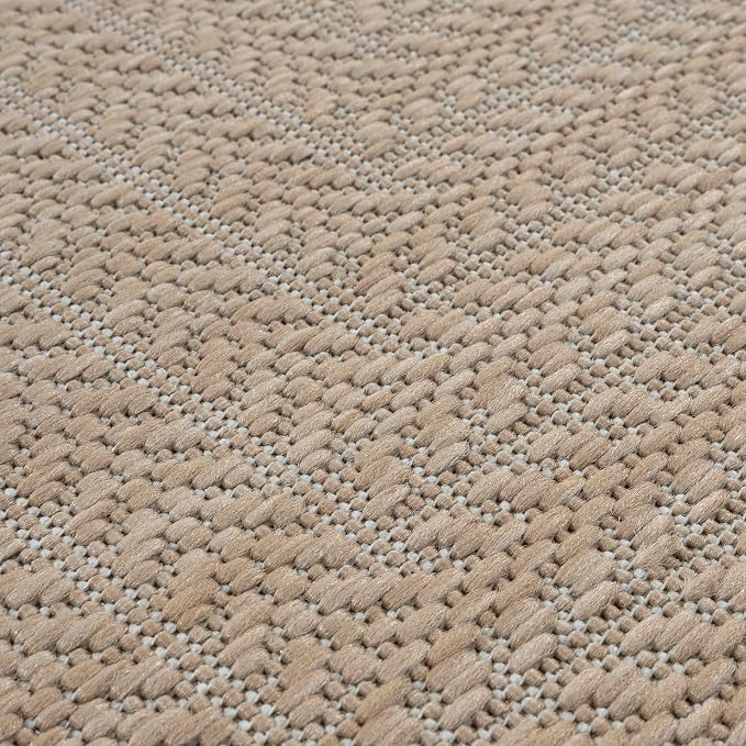 Adiva Rugs Outdoor Indoor Area Rug, Weather Resistant, Easy to Clean, Stain Resistant Floor Mat for Dining Room, Backyard, Deck, Patio (Natural Beige, 2' x 3')