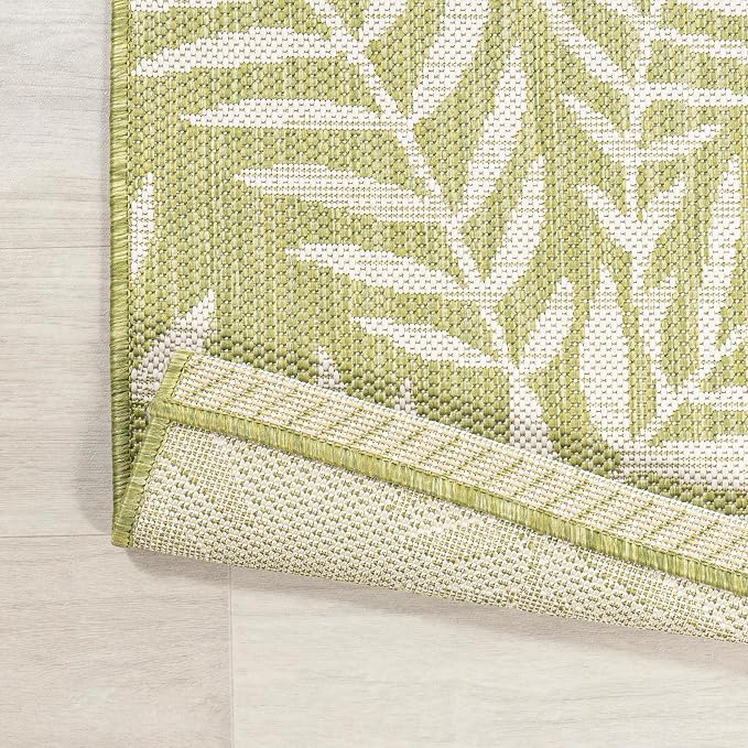 JONATHAN Y Palm Frond Indoor Outdoor Runner Rug 2X8 Green/Cream, Nevis for Backyard, Patio, Porch, Easy-Cleaning, High Traffic, Pet-Friendly, Non-Shedding (SMB119D-28)