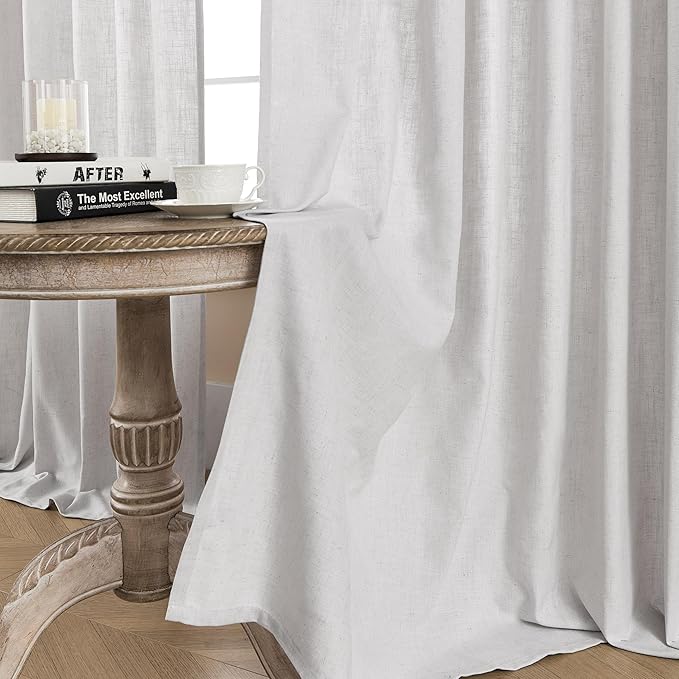 Joydeco Linen Curtains for Living Room, Light Filtering Rod Pocket Back Tab - Image 3