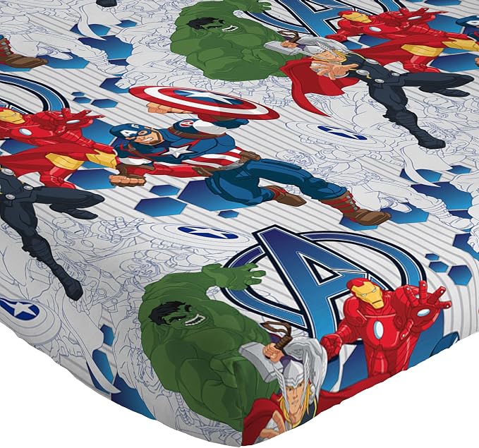 Jay Franco Marvel Avengers Blue Circle 4 Piece Twin Bed Set - Includes Reversible Comforter & Sheet Set - Super Soft Fade Resistant Polyester (Official Marvel Product) | Captain America, Bed in a Bag, Comforter Sheets Pillowcase, Official Product, Soft...