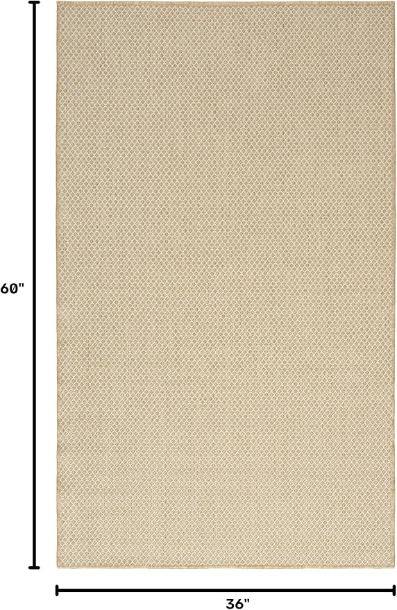 Nourison Home Courtyard Natural 3' x 5' Area Rug - Easy Clean, Non Shedding, Bed Room, Living Room, Dining Room, Kitchen (3' x 5')