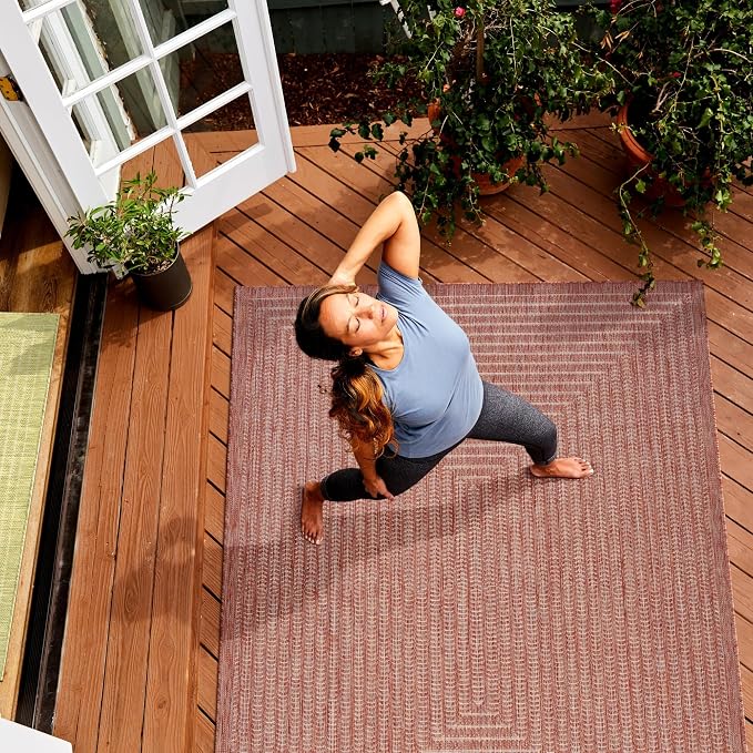 Adiva Rugs Outdoor Indoor Area Rug, Weather Resistant, Easy to Clean, Stain Resistant Floor Mat for Dining Room, Backyard, Deck, Patio (Copper Weiss, 2' x 3')