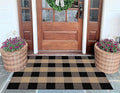 Tan and Black Door Mats Outdoor 27.5''X 43.3''Checkered Spring Front Porch Rug Cotton Washable Small Area Rug for Hello Welcome Layered Entryway Bedroom Living Room