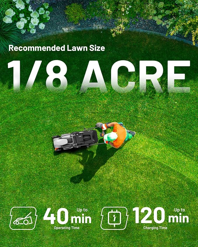 Litheli Cordless Lawn Mower 14 Inch, Brushless Battery Powered Push Mower (Tool Only), 5-Position Height Adjustment, 9-Gallon Bag, Lightweight Grass Cutter for Garden Yard Farm