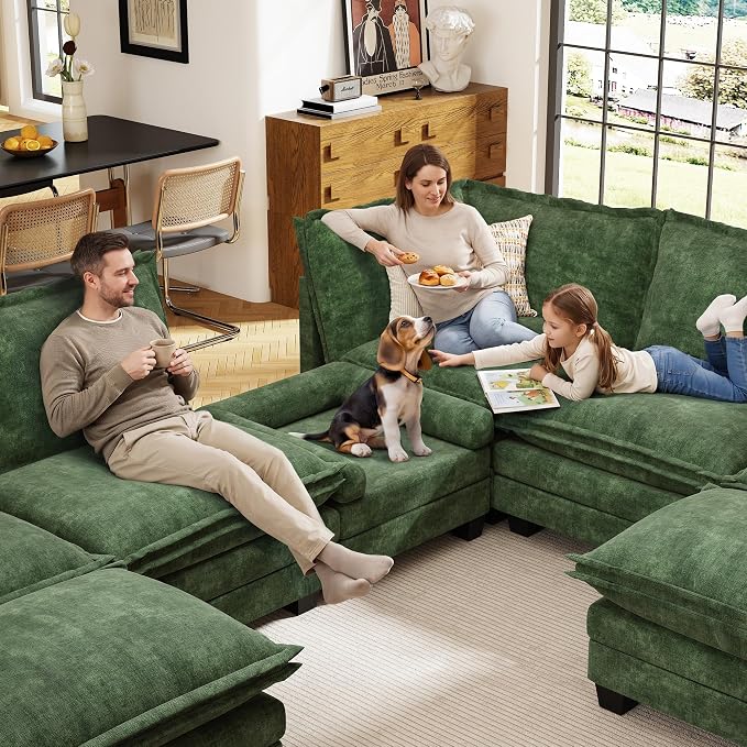 KKL Dog Couch 27.5" Wide, 2-in-1 Removable Base–Elevated 18.8" Dog Sofa Bed for Small & Medium Cats & Dogs, Matching Human Sofa Style, Green
