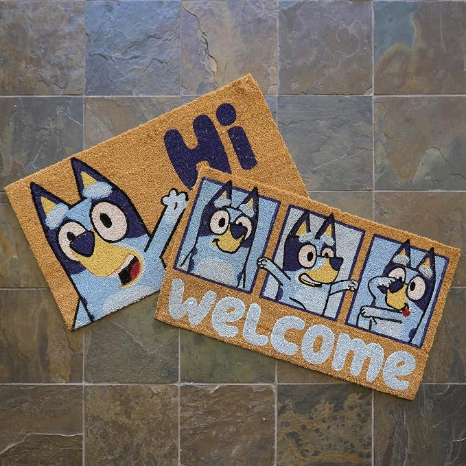 Gertmenian Bluey Coir Doormat - 2x3 Welcome Mat (2-Pack), Ideal for High Traffic Areas in Front Door, Garage, Entryway - Hi/Bluey Patch, 80072