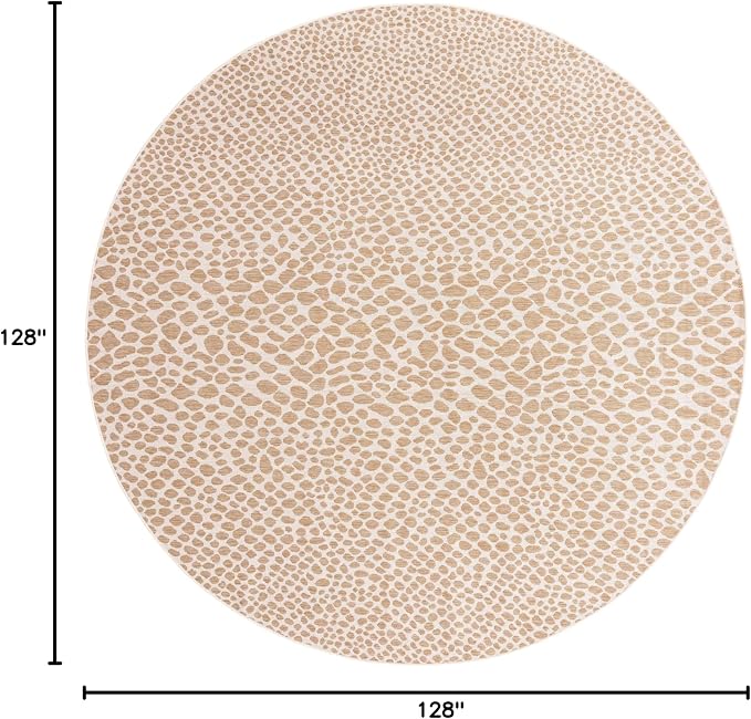 Unique Loom Jill Zarin Jill Zarin Outdoor Collection Area Rug - Cape Town (10' 8" Round, Dark Beige/Ivory)