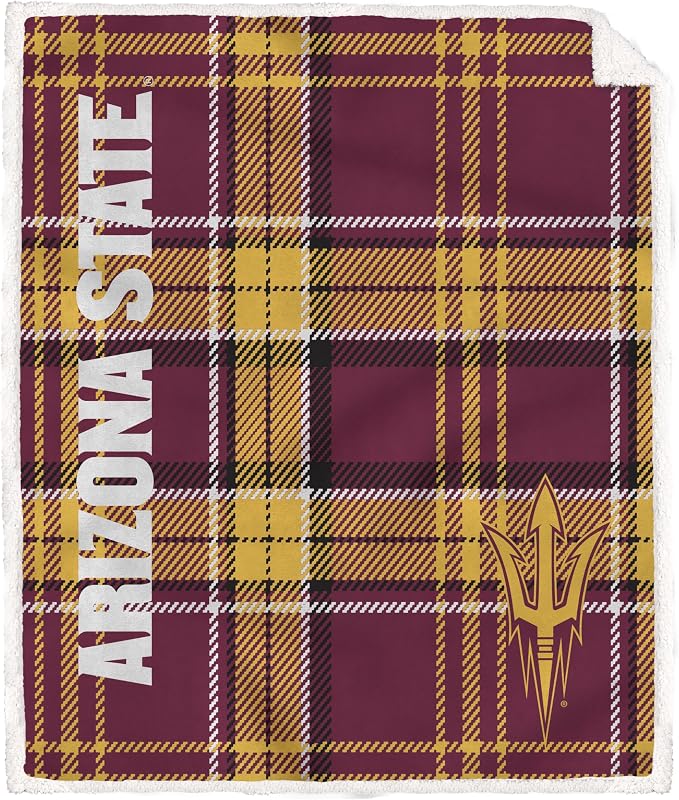 NCAA Arizona State Sun Devils Playmaker Plaid Ultra Cozy Sherpa Throw