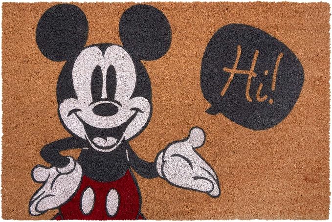 Gertmenian Disney Mickey Mouse Coir Doormat - 2x3 Welcome Mat (2-Pack), Ideal for High Traffic Areas in Front Door, Garage, Entryway - Retro Mickey & Minnie, Multi, 47320