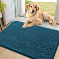 Smiry Dog Door Mat for Muddy Paws 34x21, Absorbent Dirt Trapper, Non-Slip Washable Chenille Entryway Rug for Inside Floor, Atlantic Blue, Classic Solid