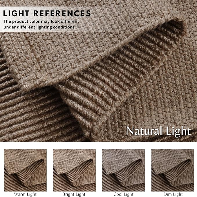 THE BEER VALLEY Woven Kitchen Runner Rug 2x6 Feet - Brown Mocha | Non Slip Outdoor Long Entry Door Runners for Hallways, Washable Indoor Bathroom Low Profile Rugs