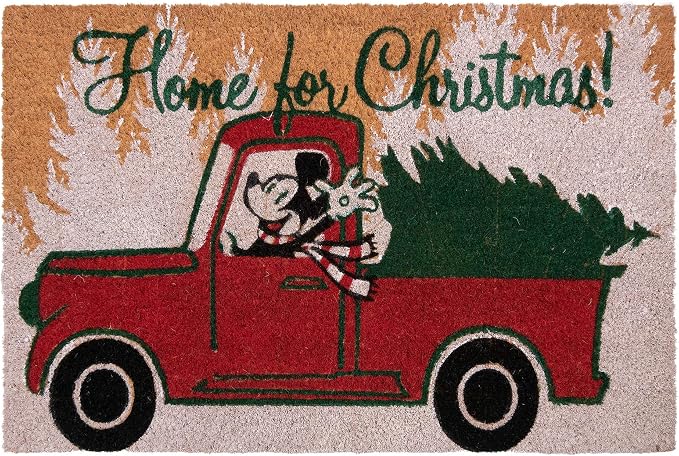 Gertmenian Disney Mickey Mouse Coir Doormat - 2x3 Welcome Mat (2-Pack), Ideal for High Traffic Areas in Front Door, Garage, Entryway - Retro Mickey Home for Christmas, 47321