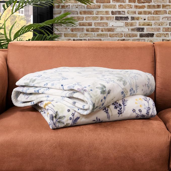 Lucky Brand Wildflower Yellow Floral 50"x70" Cozy Plush Blanket - Premium Microfiber Throw for Luxurious Comfort and Style