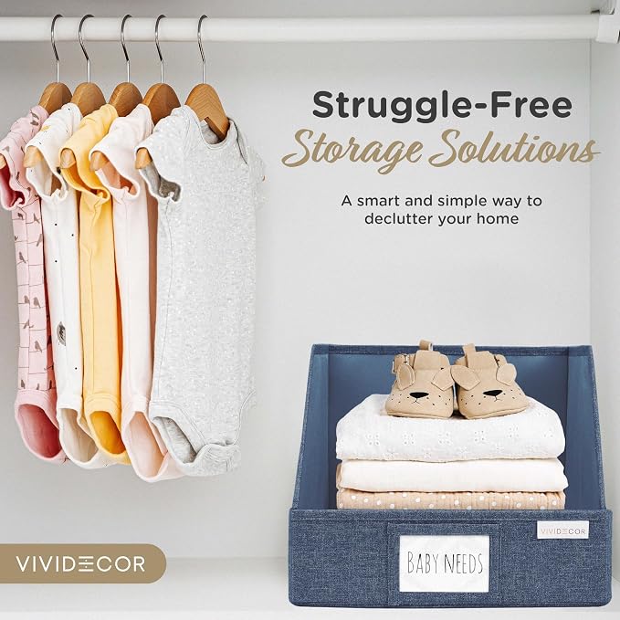 VIVIDECOR Open Front Trapezoid Closet Bins, Closet Storage Organizer for Shelves
