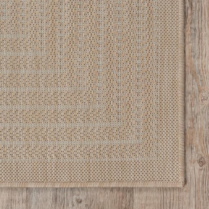 Adiva Rugs Outdoor Indoor Area Rug, Weather Resistant, Easy to Clean, Stain Resistant Floor Mat for Dining Room, Backyard, Deck, Patio (Natural Beige, 5' x 7')