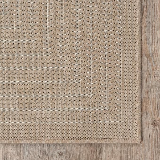 Adiva Rugs Outdoor Indoor Area Rug, Weather Resistant, Easy to Clean, Stain Resistant Floor Mat for Dining Room, Backyard, Deck, Patio (Natural Beige, 6' x 9')