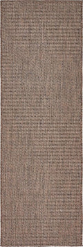 Unique Loom Collection Casual Transitional Solid Heathered Indoor/Outdoor Flatweave Area Rug (2' x 6' 1" Runner, Light Brown/Ivory)
