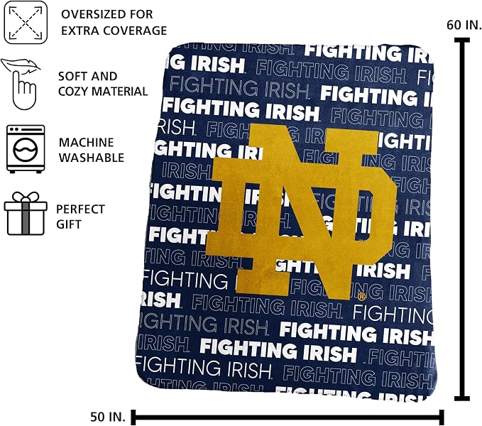 Logo Brands NCAA Classic Fleece Throw Blanket -50” x 60” Ultra-Soft Game Day Blanket with Bold Team Colors & Logo – Cozy College Team Bedding for Fans & Alumni