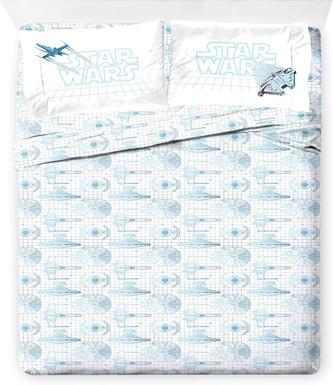 Jay Franco Star Wars Full Comforter Set 7 Piece Soft Bedding for Boys, Blue | Bed in a Bag, Comforter Sheets Shams Pillowcases, Official Product, Soft Microfiber, Machine Washable, Boys Gift