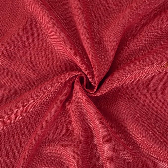 BGment Red Linen Curtains 54 Inch Length for Bedroom Window, Semi Sheer Drapes Lightweight Rustic Textured for Living Room Farmhouse with Rod Pocket, 2 Panels Set, Each 42 Inch Wide