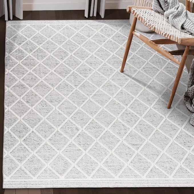 ReaLife Rugs Machine Washable Area Rug - Living Room Bedroom Bathroom Kitchen Entryway Office - Padded Low Pile Stain Resistant Premium - Boho Modern Farmhouse - Tessa - Gray Ivory 5' x 7'