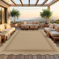 8x10 Scalloped Rug Easy Jute Washable Rug for Living Room Indoor Outdoor Tan Geometric Non Slip Carpet for Under Table Neutral Carpet for Backyard Patio Dining Room