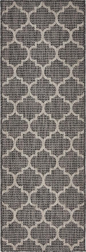 Unique Loom Outdoor Trellis Collection Area Rug (2' x 3' 1" Runner, Black/ Ivory)