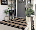 Outdoor Rug 3'x5' Tan and Black Checkered Porch Rug Cotton Woven Washable Area Rug Indoor Outdoor Door Mats for Welcome Layered Porch Entryway Bedroom Living Room