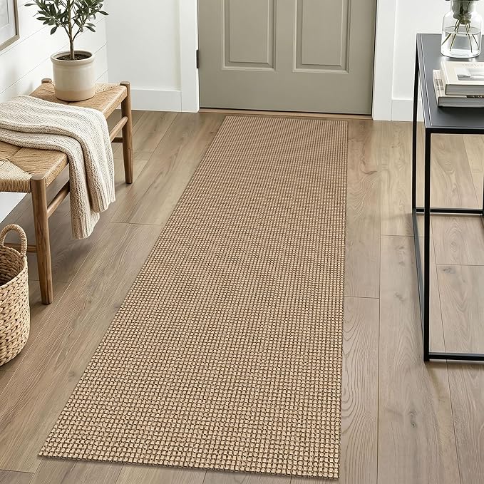 IOHOUZE Washable Runner Rug 2x6 Non Slip Rubber Backed Runners for Hallways Entryway Runner Indoor, Kitchen Rugs Woven Cotton Floor Carpet for Hall Entrance Bedroom, Orange/Tan/Brown
