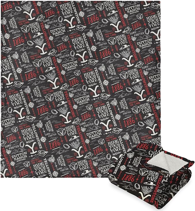 Northwest Yellowstone Silk Touch Sherpa Throw Blanket, 50" x 60", Holiday Ride