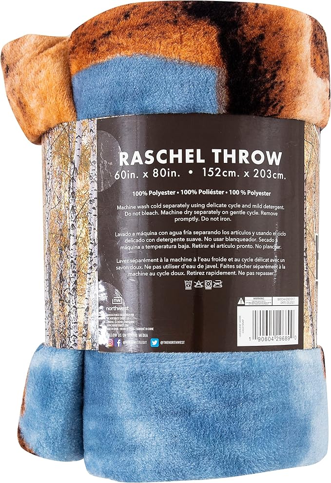 NORTHWEST Cold Snap Oversized Raschel Throw Blanket, 60" x 80" (Pack of 2)