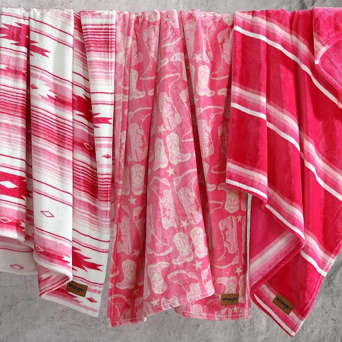 Wrangler - Blanket, Super Soft Plush Fleece Bedding, Yellowstone Inspired Throw Blanket for Couch or Bed (Coyote Sands Pink, 50" x 60")