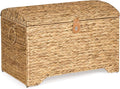Honjourai Handwoven Storage Basket with Lid, 178L Wicker Storage Trunk | Natural Water Hyacinth Storage Chest, Leather Buckle, Metal Frame, Metal Ring Handles for Easy Transport