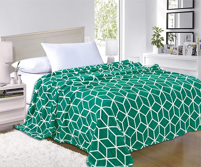 Elegant Comfort #1 Fleece Blanket on Amazon- Luxury Micro-Fleece Ultra Plush Cube Pattern - All Season Blanket, Full/Queen, Turquoise