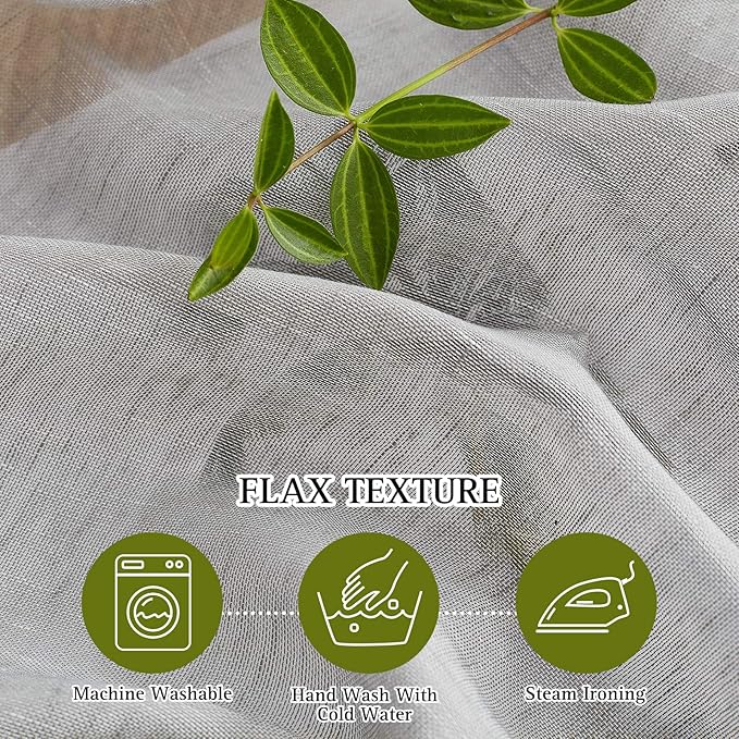 NICETOWN Sheer Linen Bedroom Window Curtains 84 inches Length, Grommet Privacy - Image 4