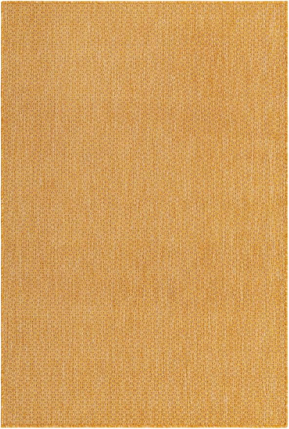 Unique Loom Collection Casual Transitional Solid Heathered Indoor/Outdoor Flatweave Area Rug (4' 1" x 6' 1" Rectangle, Corn Harvest Yellow)
