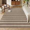 Lahome Striped Easy Jute Living Room Rug, 8x10 Outdoor Patio Rugs Washable | Patio Area Rug, Modern Farmhouse Large Non Slip Lightweight Carpet for Bedroom Backyard Office Dining Room Mudroom, Khaki