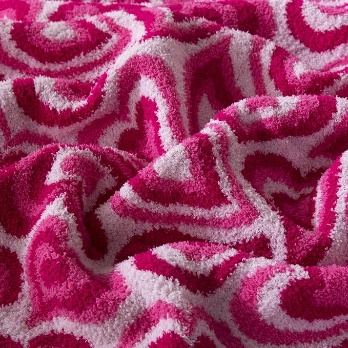 Elegant Comfort Valentine's Day Knit Throw Blanket, Pink Wild Hearts Super Soft Cozy Fluffy Warm Throw Blankets for Couch, Sofa, Chair, Bed, Camping, Picnic, Travel Lightweight Bed Blanket (50" x 70")
