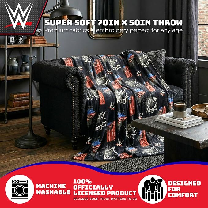 WWE Cody Rhodes Main Event Champions Bedding Super Soft Throw Blanket, 70 in x 50 in, (Officially Licensed Product) By Franco