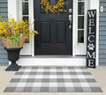 Grey and White Plaid Rug 27.5''x 43.3''Buffalo Checkered Outdoor Layered Door Mat Cotton Woven Machine Washable Farmhouse Mat for Indoor,Outdoor, Kitchen, Farmhouse, Entryway,Bathroom