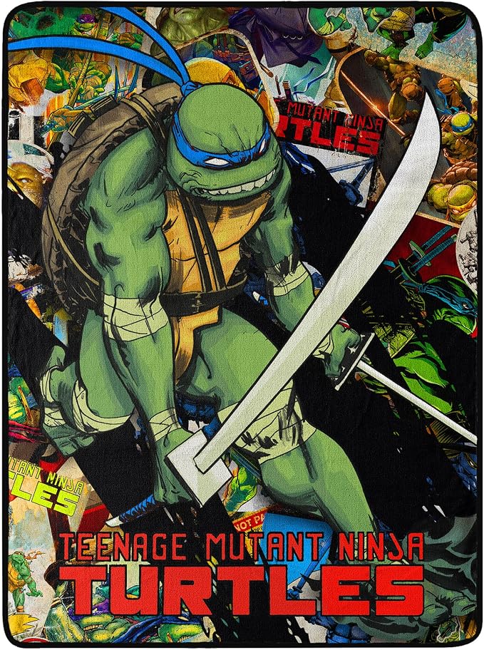 Northwest Teenage Mutant Ninja Turtles Micro Raschel Throw Blanket, 46" x 60", Leader Leo