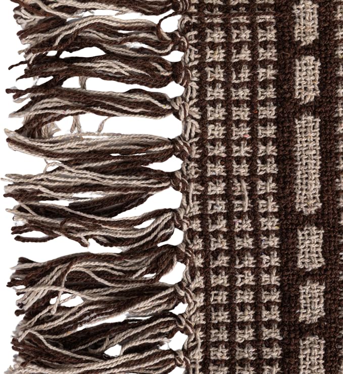 Bloomingville Soft Recycled Cotton Blend Throw with Diamond Pattern, Brown and Beige