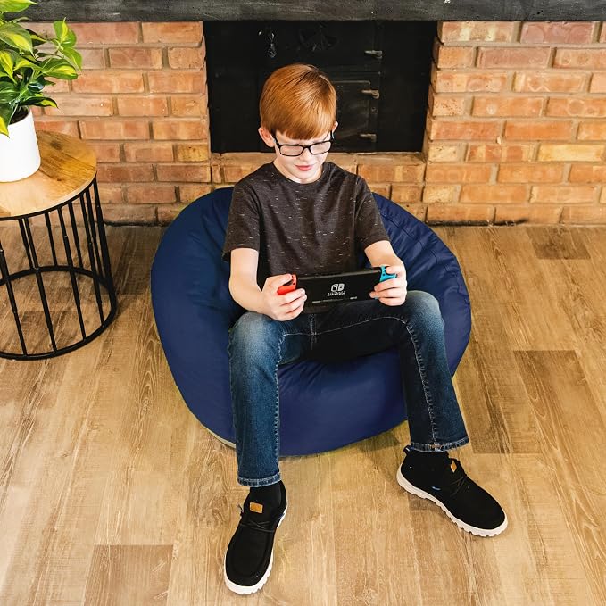 Big Joe Classic Bean Bag Chair for Kids Bedroom and Reading Nook, Easy-Clean Navy, Durable Nylon Polyester Blend, 2 feet Refillable | 2 feet, Smartmax Fabric, Polystyrene Bean Filled, Refillable, Nylon Polyester, Safe for Kids Ages 3+, Supports Up to 2...