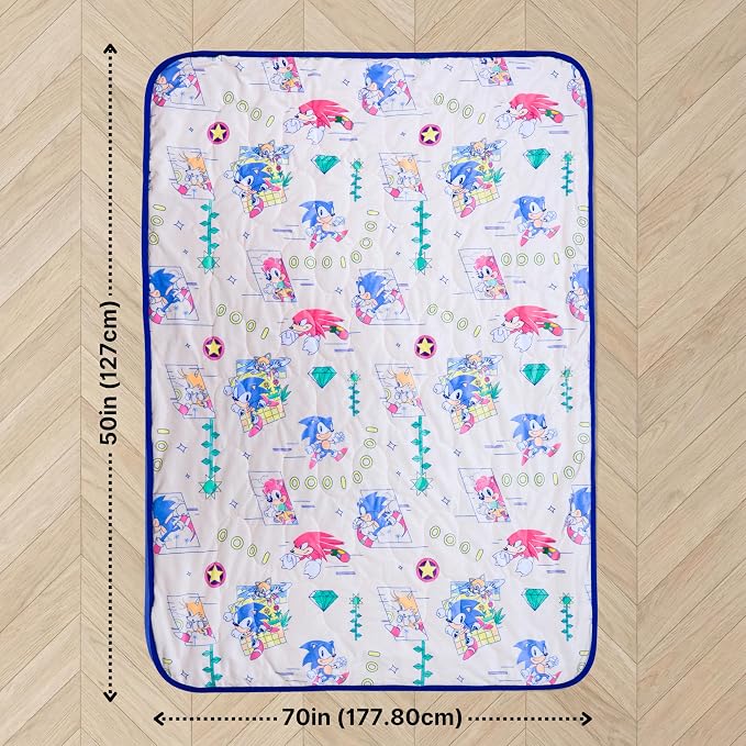 Sonic The Hedgehog Anime Cooling Throw Blanket for Hot Sleepers, 50 x 70 Inch Lightweight All-Season Throw, Soft Breathable Cooling Fabric for Couch, Bed, (Officially Licensed Product) by Franco Calm