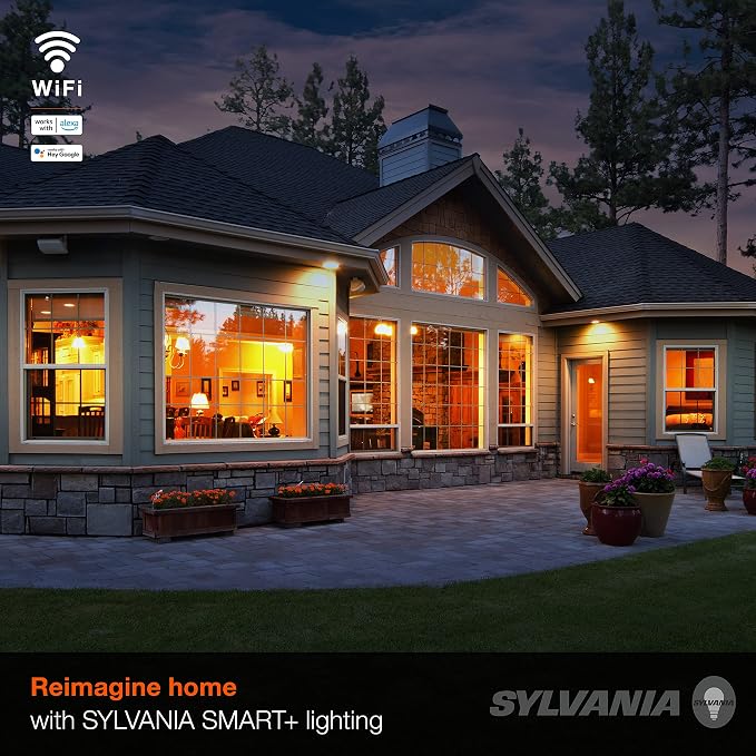 SYLVANIA Wifi LED Smart Light Bulb, A19, 60W, Soft White, Compatible with Alexa and Google Home Only - 4 Pack (75672)