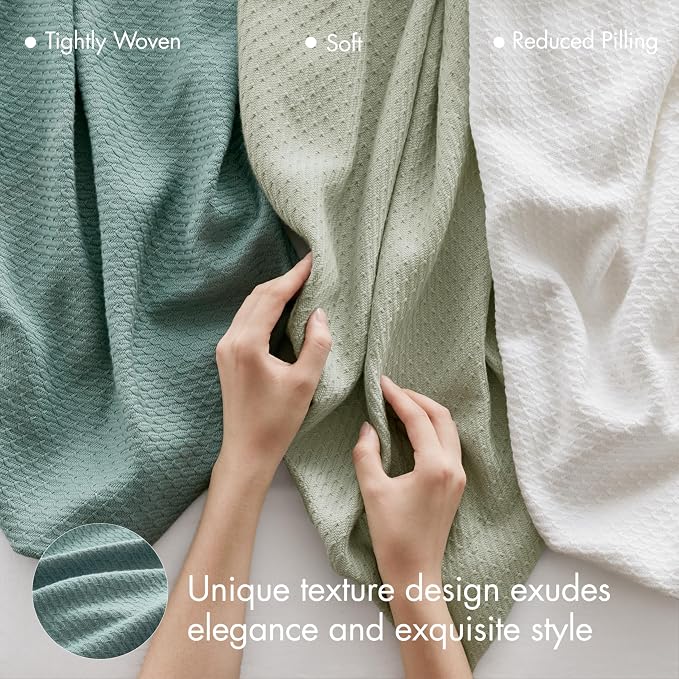 Madison Park 100% Egyptian Cotton Twin Size Bed Blanket for Summer Teal | Cozy Soft Breathable Durable, Waffle Weave Woven Casual, Lightweight Knit All Season Throw for Bed Couch or Sofa, OEKO TEX