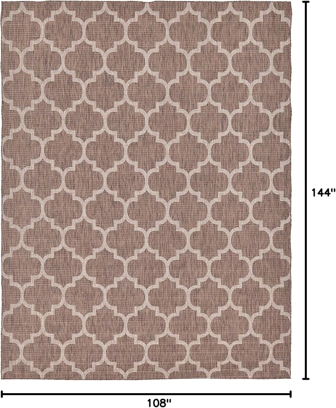 Unique Loom Outdoor Trellis Collection Area Rug (9' x 12' Rectangle, Brown/ Ivory)