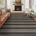 PureCozy Striped Easy Jute Rug 8x10 Black Living Room Carpet Washable Non Slip Bedroom Rug Farmhouse Neutral Non Shedding Indoor Outdoor Large Carpet for Dining Room Under Table Office