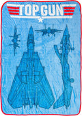 Silver Buffalo Top Gun Maverick Plane, Fleece Throw Blanket, 45x60in | Schematic, Soft and Cozy, 185 GSM