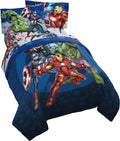 Marvel Avengers Kids Comforter Set, Full 5 Pc (Official Marvel Product) | Superhero Bed in a Bag; Captain America, Iron Man, Hulk, Thor; Reversible, Super Soft Machine Washable Microfiber